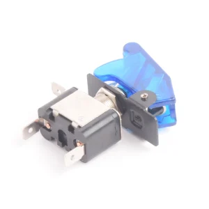SWITCH 1 GOLPE 3P SPST ON-OFF CODILLO METALICO PILOTO 12V-25AMP CON CARCAZA AZUL