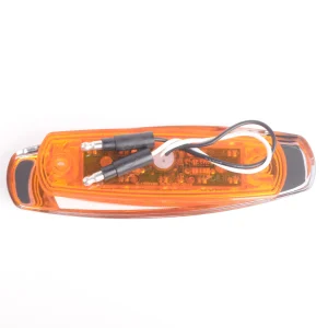 LAMPARA DEMARCADORA 10 LED AMBAR CON BISEL EN ACERO INOXIDABLE Y CABLES  12V