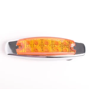 LAMPARA DEMARCADORA 10 LED AMBAR CON BISEL EN ACERO INOXIDABLE Y CABLES  12V